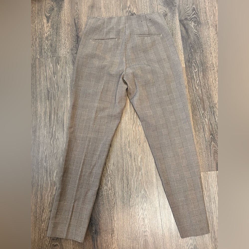 Banana Republic Women’s 4 Plaid Brown Pull On Zip Up Straight Leg Pants Work - Picture 8 of 8